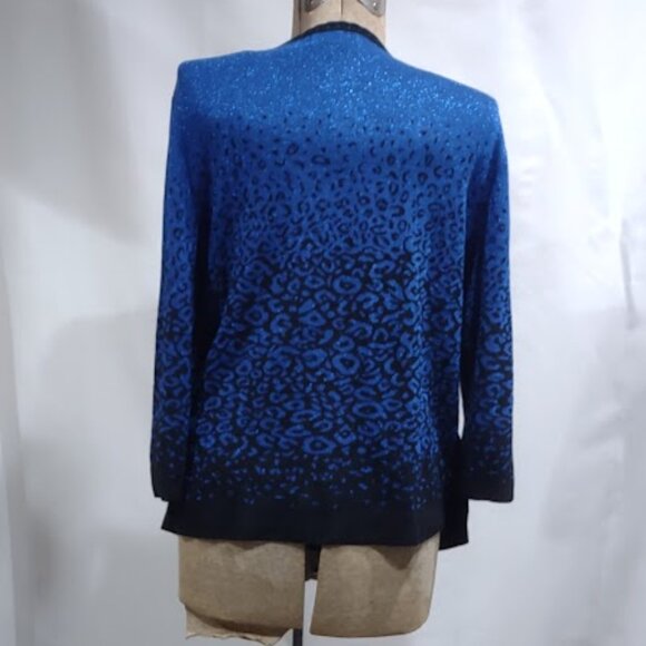 ALFRED DUNNER BLUE & BLACK LEOPARD PRINT STUDS BLING FAUX CAMI 3/4 SLEEVE LG - Picture 6 of 12